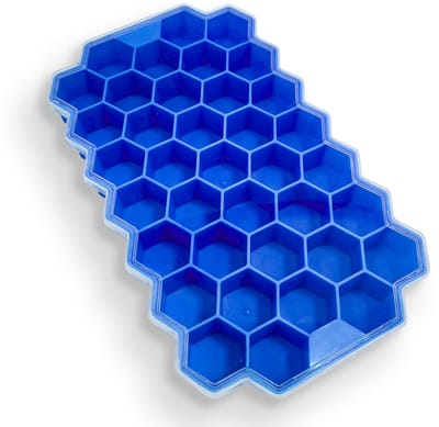 UDUTCH IJsblokjesvorm met deksel - Siliconen - BPA-vrij - 3 stuks blauw