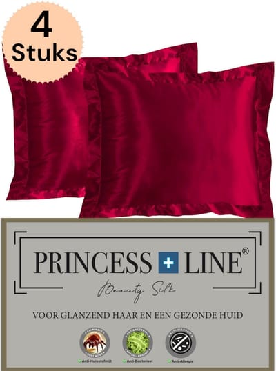 Princess Line Satijnen Beauty Silk Kussensloop - Zijden Zacht Beddengoed- Goed Voor De Haar En Huid-Bordeaux rood-Set à 4 stuks -60 x 70 CM