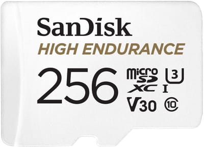 Sandisk High Endurance - microSDXC 256GB - Schokbestendig - Waterdicht - Extreme Temperatuurresistentie