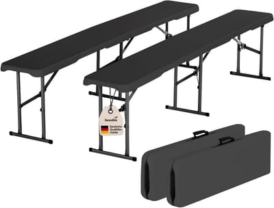 Vouwbank Set van 2 - Inklapbare Tuinbank voor Optimal Comfort en Draagkracht tot 300 kg - Weerbestendig Balkonmeubel