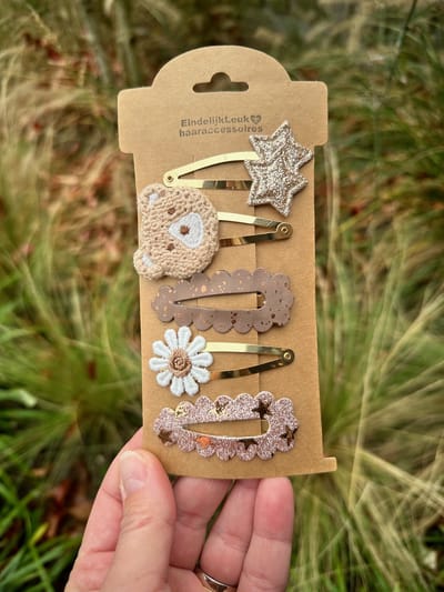 Haarspeldjes voor meisjes - Haaraccessoires meisjes - Haarspeldjes voor meisjes en baby's - Haarknipjes - Haarclips - Handgemaakte haaraccessoires – Haaraccessoires Kerst – Glitters – Kerst – Haarspeldje Beer Bruin
