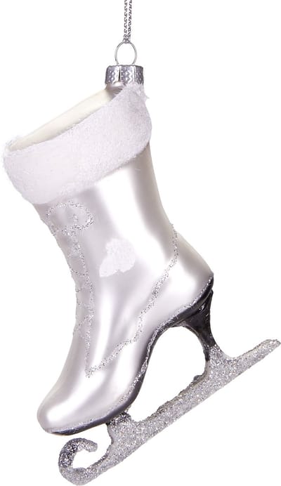 BRUBAKER Schaats Wit - Handbeschilderde Kerstballen van Glas - Handgeblazen Kerstboomversieringen Figuren Grappige Decoratieve Hangers Boombal - ca. 10 cm