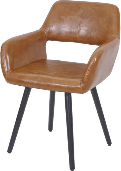 Eetkamerstoel MCW-A50 II, stoel keukenstoel, retro jaren 50 design ~ imitatieleer, imitatiesuède, donkere poten