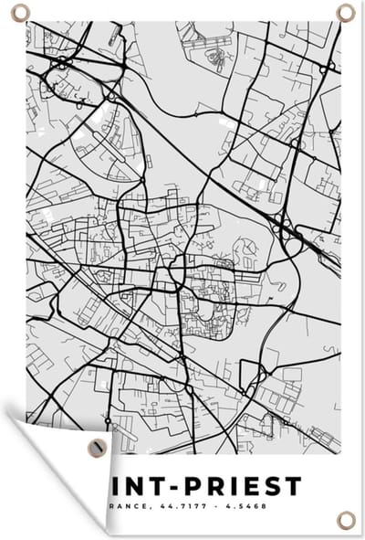 Muurdecoratie Frankrijk – Saint-Priest – Stadskaart – Plattegrond – Kaart - 120x180 cm - Tuinposter - Tuindoek