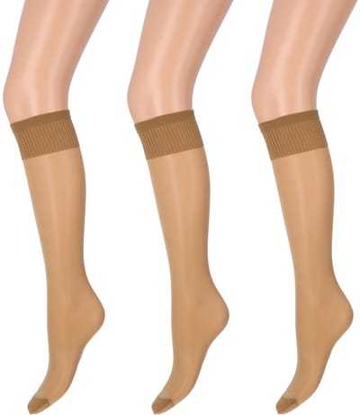 Marianne - Dames Kneehighs Antipress Lycra Panty - 20Den - 3-Pack - Maat One Size - Wineblush