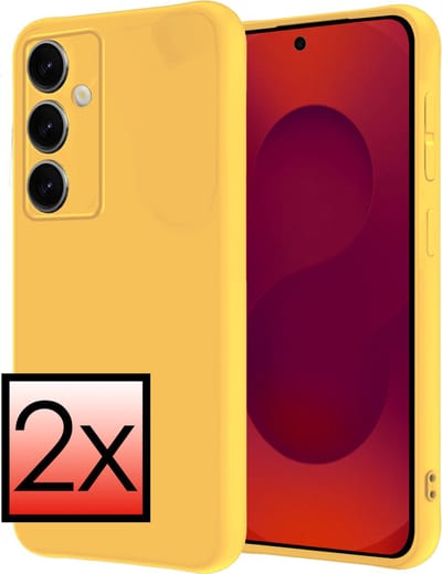 Hoesje - 2 Stuks - Geschikt voor Samsung Galaxy S25 - Sterk & Shockproof - Case Siliconen - Back Cover - Telefoon Hoes - Geel