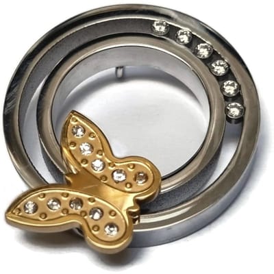 Aramat Jewels | Gedenkhangers | RVS Vlinder Ashanger Diverse Kleuren - Crematie Hanger Gedenksieraad | Rond met vlinder-3cm | |20mm | Staal | Volwassenen | Verkleurd niet