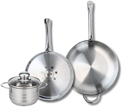 Set van 2 Koekenpannen 28 en 32 cm en 1 braadpan 16 cm Elo Profi Brillant