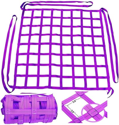 Vracht hijsnet - Veiligheidstuigage - Zware lading tillen - Duurzaam polyester - 1.5x1.5M - Paars
