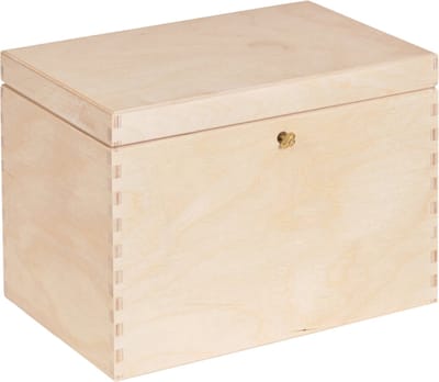 HAUDT® Afsluitbare BAS neutraal - 29 x 20 x 21 cm - houten kist met slot - incl. koperen sleutel - onbehandeld houtkleur