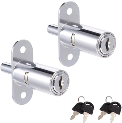 Dailygoods- Cilinderslot 40mm - Verchroomde Zinklegering - 2 Stuks - Sleutels - Veerbelast - Geschikt voor Schuifdeuren - Kastslot