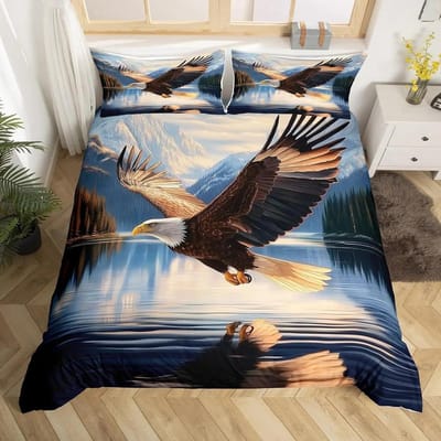 Eagle Dekbedovertrek Set Queen Size Voor Volwassenen Dierenpatroon Beddengoed Set Stijlvolle Decoratieve Vogel Dekbedovertrek 150*200cm 3pcs