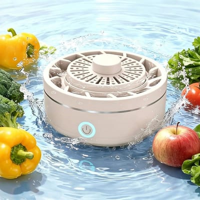 Fruit- en groentewasser, draagbaar reinigingsapparaat voor verse producten, USB-oplaadbare draadloze voedselspoeler voor de gootsteen – voor bessen, druiven en bladgroenten – 2400 mAh (Wit)