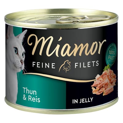 6x185g Fijne Filets Tonijn & Rijst in Gelei Miamor Kattenvoer