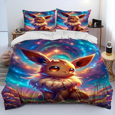 3D Cartoon Pikachu Pokemon Monster Dekbed Beddengoed Set Dekbedovertrek Bed Set Dekbedhoes Kussensloop Queen Beddengoed Set Volwassenen Kinderen AU Single(140*210cm)3pcs