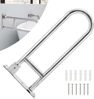 Badkamerhandgreep – Geschikt voor Toilet – Vochtbestendig – Antislip – Veiligheidsgreep – Wandbeugel – Handvat voor Ouderen en Kinderen – 60x20 cm - Zilver