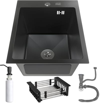Roestvrijstalen spoelbak in grafiet 40x50 cm - Inbouwkeuken spoelbak met PVD-coating