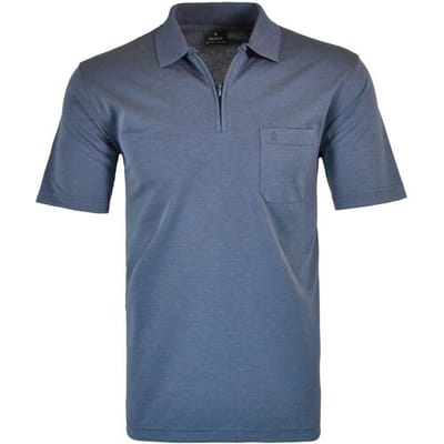 Ragman Uni Easy Care Zipper Poloshirt Pima Cotton Mix Dark Azure / male