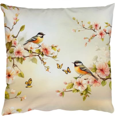 Sierkussens - Kussentjes Woonkamer - 50x50 cm - Takken - Bloemen - Vogeltjes - Roze