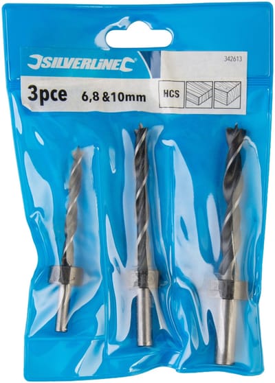 Silverline Deuvelboor Set - 6, 8 en 10 mm. - 3 Delig