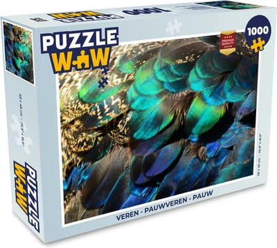 Puzzel Veren - Pauwveren - Pauw - Blauw - Kunst - Legpuzzel - Puzzel 1000 stukjes volwassenen