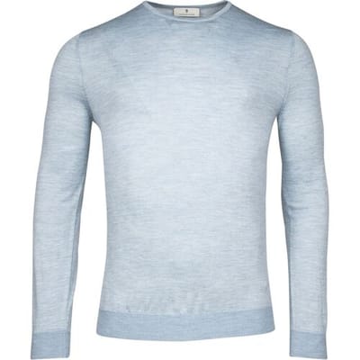 Thomas Maine Trui Fine Merino Single Knit Crew Neck Licht Blauw / male