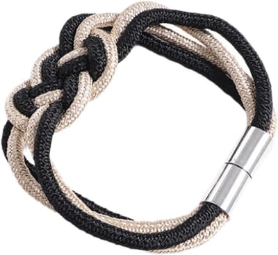 Gordijn Tiebacks - Gordijn Bandjes - Gordijnen Stijlen - Sterke Magnetische Sluiting - 48cm Lengte - Zwart Beige