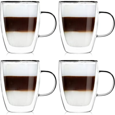 Thermische Glazen met Dubbele Wand voor Koffie Latte DOUBLE 300 ml 4 stuks - Koffieglazen - Theeglazen - Glazen - Dubbelwandig
