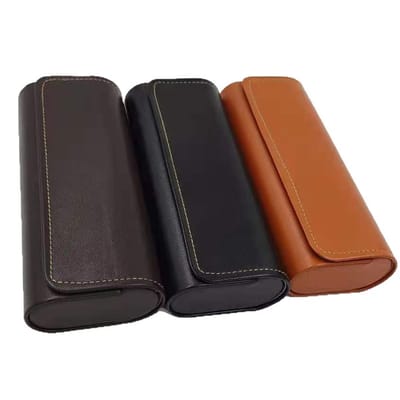 3 Stuks - Brillenkoker - Leren brillenkoker - 16.2 × 6.5 × 3.3 cm - Brillendoos - Harde Kaft - Zonnebrilhouder - Brillen hoesje - Zonnebrillen accessoires - Bril Hoesje - Opbergset voor zonnebrillen - Draagbaar - Opbergdoos - Unisex - 3 kleuren