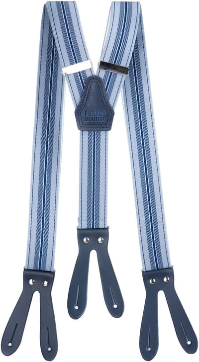 Pierre Mouton - Bretel - Volwassenen - Millau met Leertjes - Blauw - 120cm - 35mm - M - L