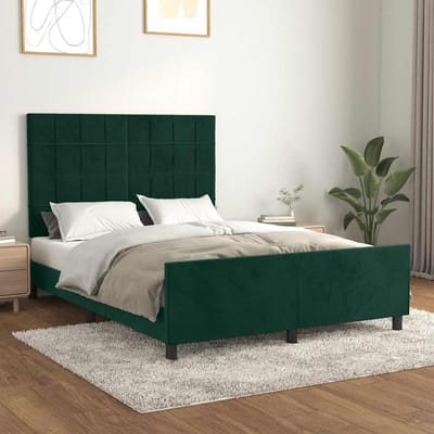 vidaXL - Bedframe - zonder - matras - 140x200 - cm - fluweel - donkergroen