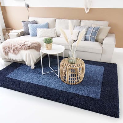 Hoogpolig vloerkleed - Trend Frame blauw 300x400