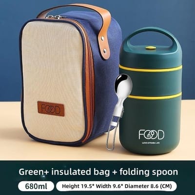 Boîte à lunch isotherme sous vide en acier inoxydable 304, sac à lunch isolé, chauffe-plats, tasse à soupe, conteneurs thermos, boîte à bento pour étudiants 625ml&2