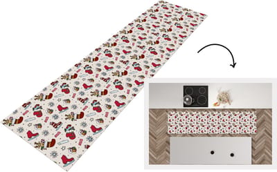 Keukenloper - Loper keuken - Kerst - Schaats - Kerstcadeau - Patroon - 200x50 cm - Keukenloper vinyl