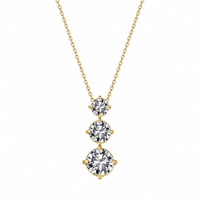 Pax Amare Ketting met 3 soorten Zirkonia - 18k Goud Verguld Stainless Steel - Schakelketting voor Dames - 40cm + 5cm verstelbaar