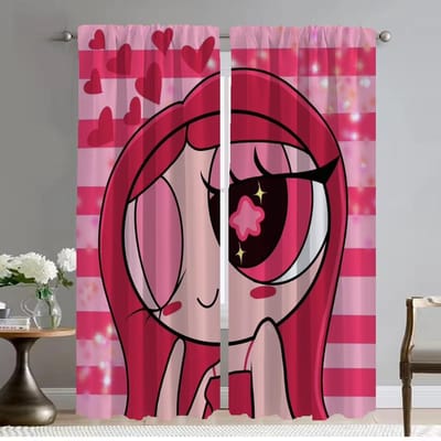 PowerPuff Girls Verduisteringsgordijnen voor Woonkamer Huis Interieur Gordijnen 2 Stuks Shades Raamgordijn Keuken Camera W50xH70cmx2pcs-CL pink