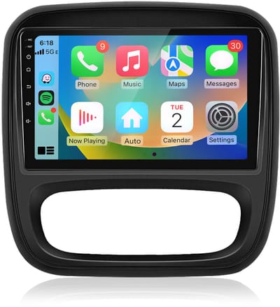 Junsun Android 15 autoradio Geschikt voor Renault Trafic 3 2014-2021 & Opel Vivaro B 2014-2018 - 4+64GB - Draadloze Carplay & Android Auto, DAB+, GPS-navigatiesysteem, Bluetooth, Stuurwielbediening, WiFi, 9 inch Touchscreen, DSP, Octa-core processor