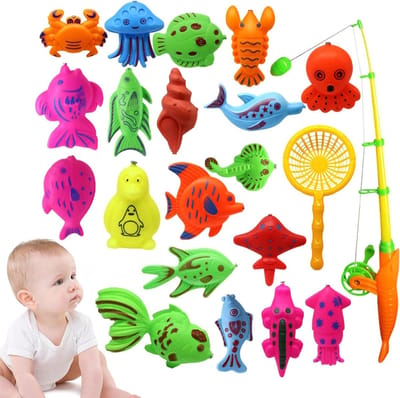 Magnetische Visspel - Badkuip Speelgoed - Cognitieve Ontwikkeling - 22 Delige Set - 25 x 20 x 4 cm - Multicolor