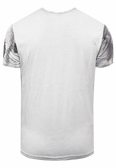 T-shirt met logo-print en knoopsluiting