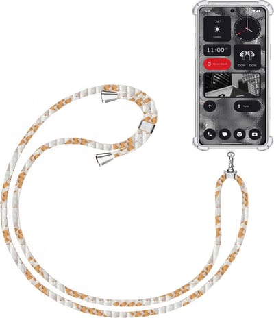 Telefoonkoord + Hoesje Geschikt voor Nothing Phone 2 - Lengte Verstelbaar - Telefoonketting - Shock Proof Case - Wit Goud