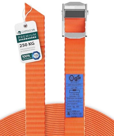 Robuuste spanbanden met klemsluiting - 250 kg capaciteit - lengtes van 0,5 m tot 5 m voor fiets, dakkoffer en motorfiets