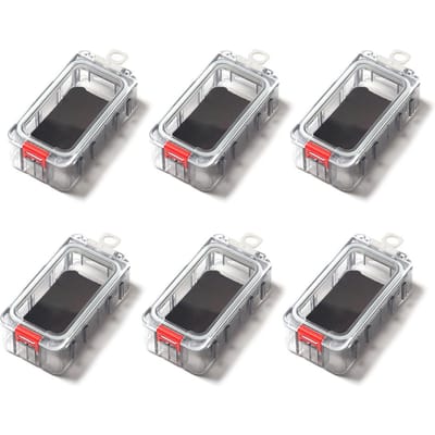 Ensemble de 6 boîtes de rangement pour leurres de pêche en extérieur, noctilucentes, modulables, pour appâts de pêche, magnétique, étanche rouge/blanc