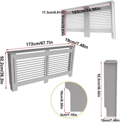 Radiatorombouw - Radiatorombouw Kant En Klaar - Verwarmingsombouw Radiatorafdekking - Grijs XL - Radiator - Woonkamer Meubel - Meubel - Woonkamer - Hout