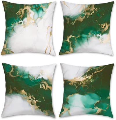 Namajunas - Kussenhoes 45x45 cm - Kussenhoesje - Sierkussen - Marble Kussensloop - 100% polyester - Groen - Met rits - Zonder binnenkussen - Set van 4