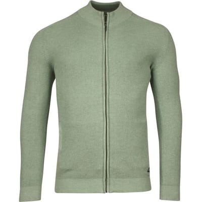 Baileys Vest Uni Color Cardigan Zip Allover Rib Knit Misty Green Melange / male