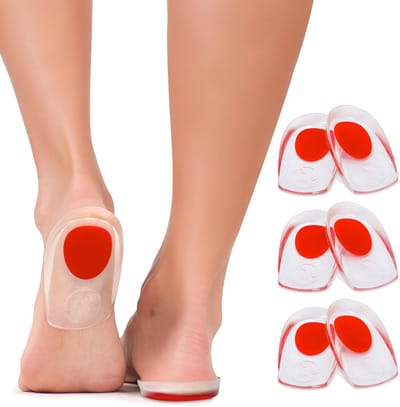 Daity 3 paar- Hielspoor zooltjes-Inlegzolen- voor verlichting van botuitsteeksels- beschermende inlegzolen-pijnlijke hielen en gekneusde voeten-inlegzolen voor dames en heren (rood，maat S/M，34-39)