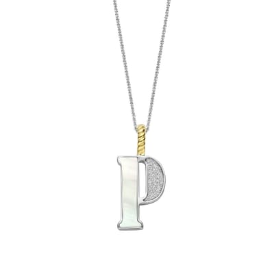 TI SENTO Dames Hanger - 925 zilver - Letter P - Parelmoer - 6840MW_P