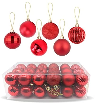 Kerstballen decoratie 36-pack - shatterproof in rood - glanzend en glitterend - voor kerstboom - ShopVlot