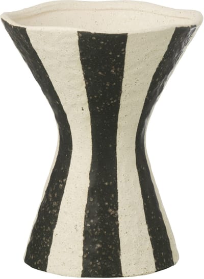 J-Line vaas Gestreept - steengoed - wit/zwart - medium
