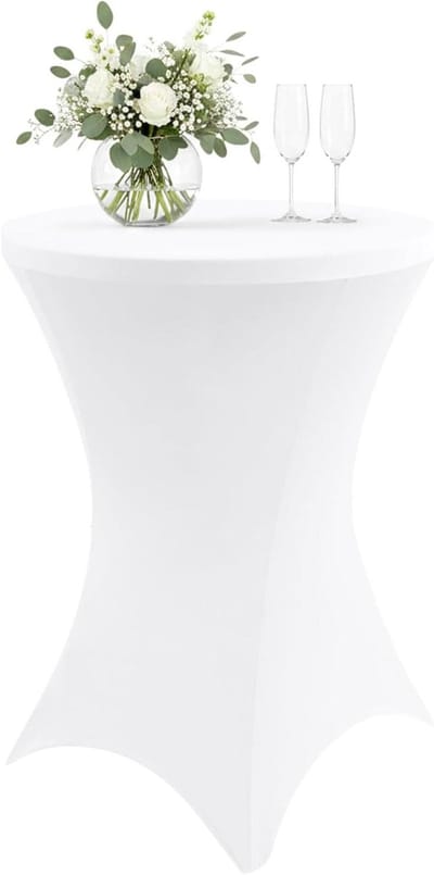 Statafelhoes Rond - Hoes voor Bistrotafel - Feestdecoratie - Antislip Beenvoeten - Ø 70-75 cm - Wit